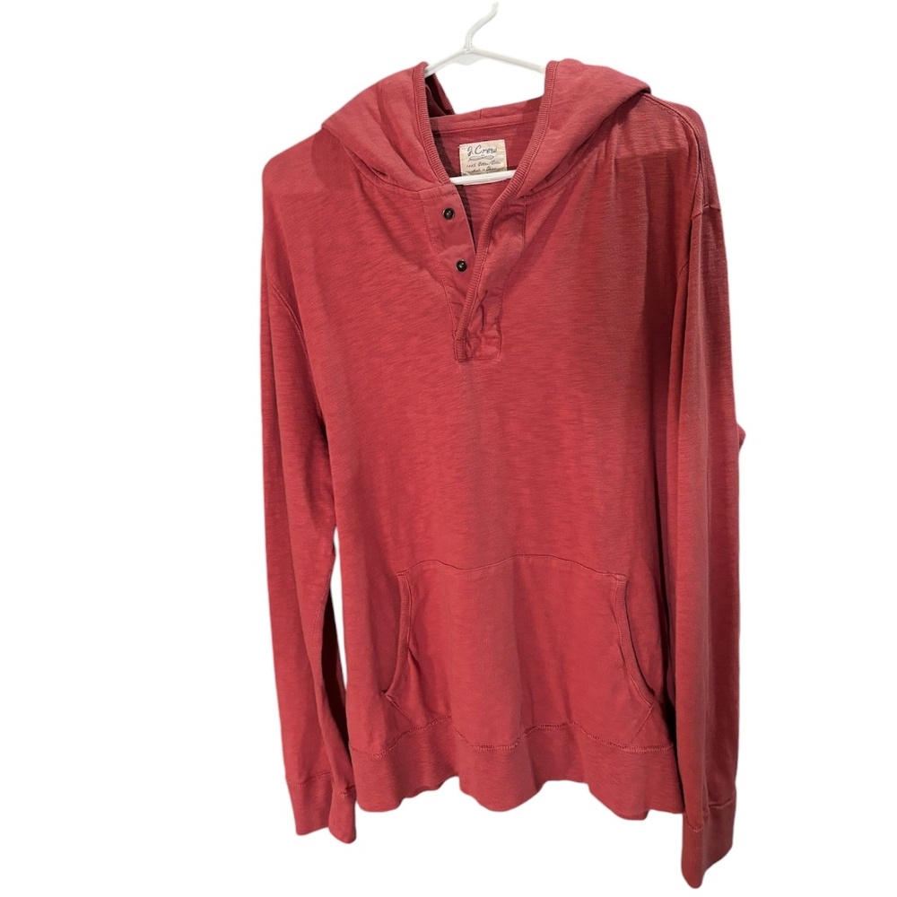 J. Crew Salmon Colored Lightweight Hoodie With Snap Front Size XL